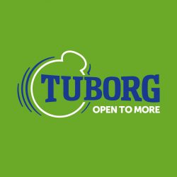 Tuborg Brand Mark - Open To More_2-Colour_Green-Background_Pantone